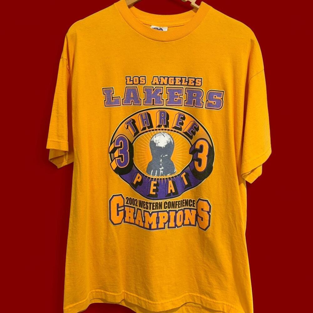 2002 Los Angeles Lakers 3-Peat Yellow TShirt